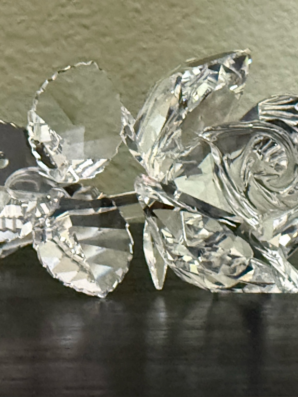 Swarovski Clear Crystal Rose and Leaves Sculpture